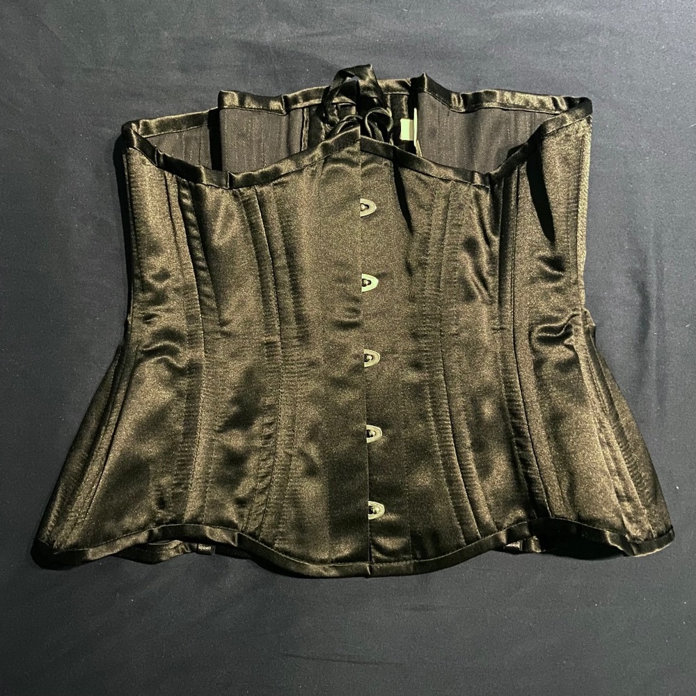 Black Satin Underbust Waspie Corset CS-201, size 28